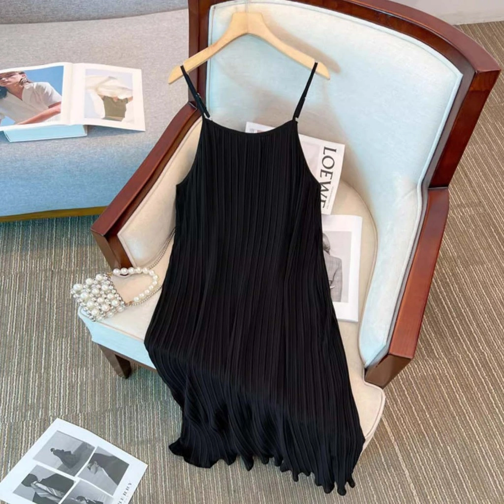 |kekinian.factory| Long Dress Camisoles Singlet Tali kecil Wanita Gaya Korea Dress Midi Tali Pundak Gaun Wanita Santai gaya liburan Bali