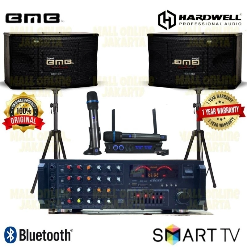 Paket karaoke bluetooth BMB 10 inch paketan sound system rumah audio home theater