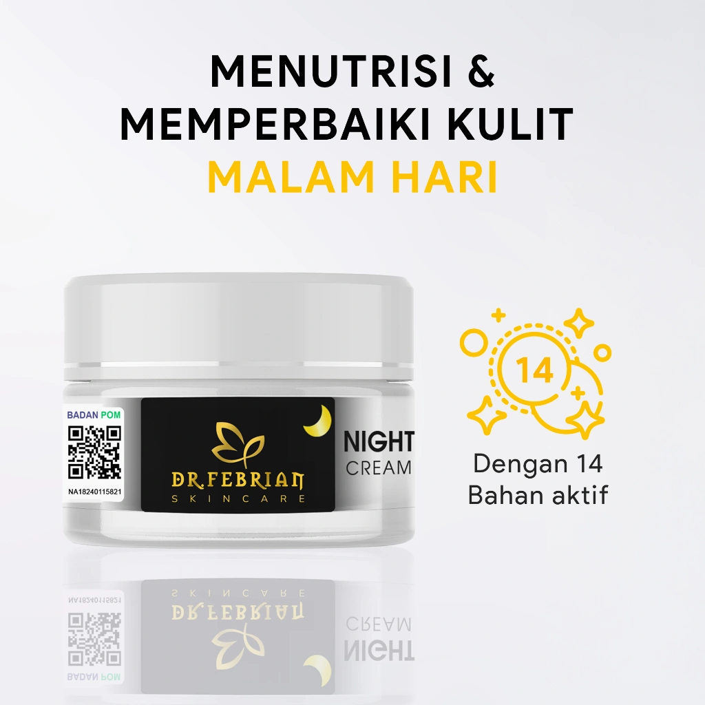 Night Cream Dr Febrian Skincare Exclusive Krim Malam Glowing Pelembap Pencerah Wajah