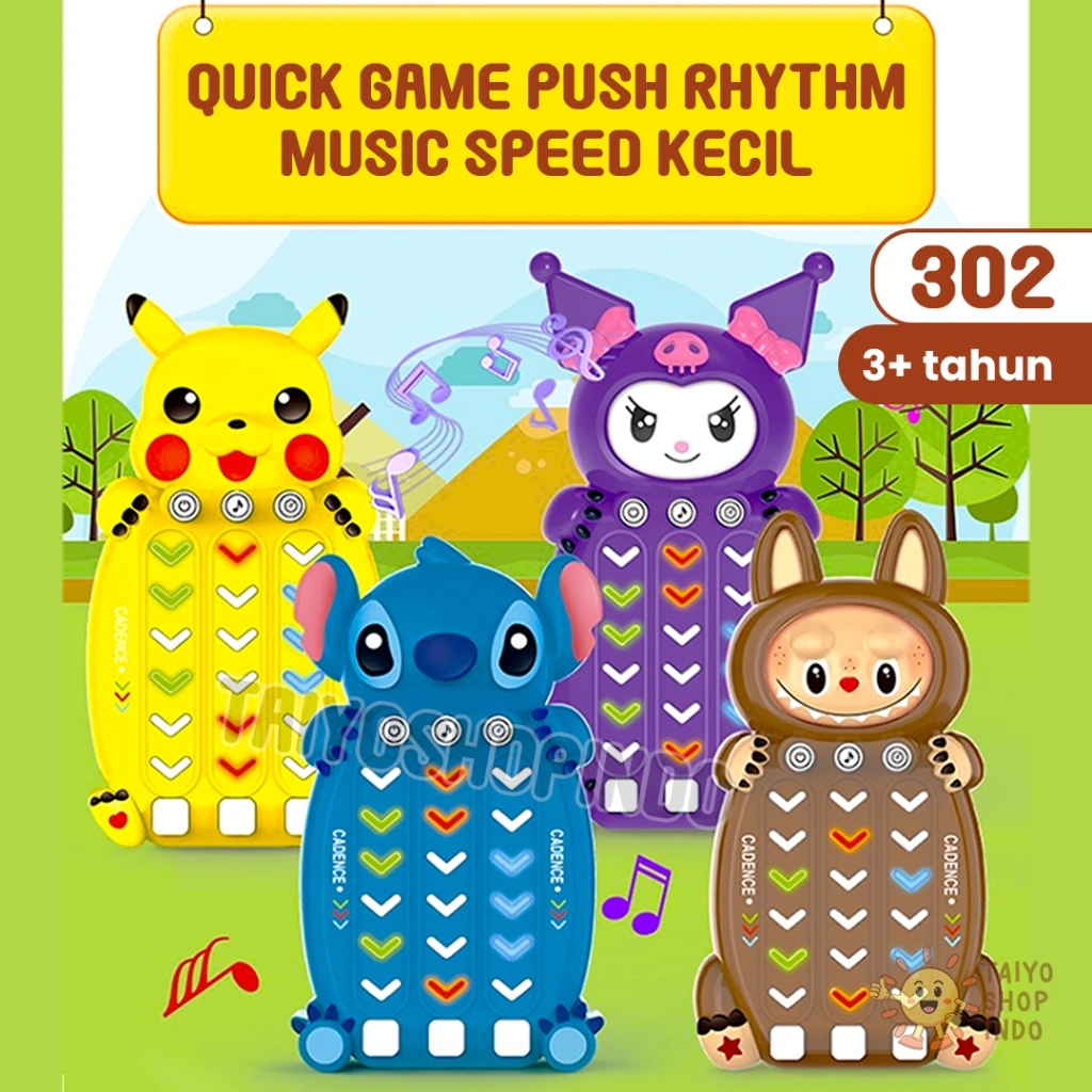 TAIYO Quick Push Game Rhythme Rhythm Music Speed Kecil Pop It Elektronik Karakter LED Mainan Anak