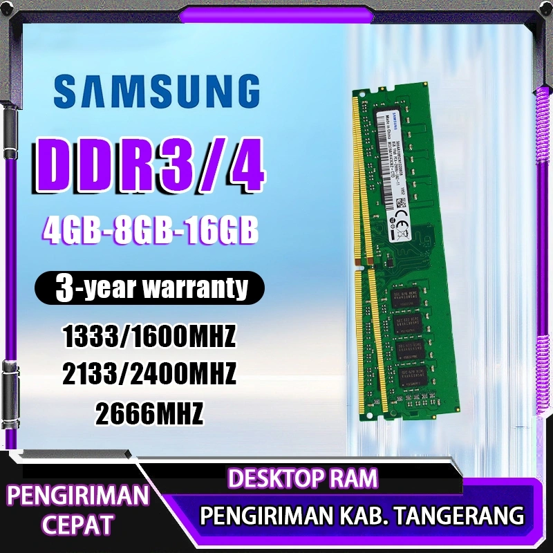 Samsung DDR3 Ram 4GB 8GB 1333 1600MHz DDR4 Ram 2400 2666MHz Memori Desktop PC RAM DIMM 240-PIN