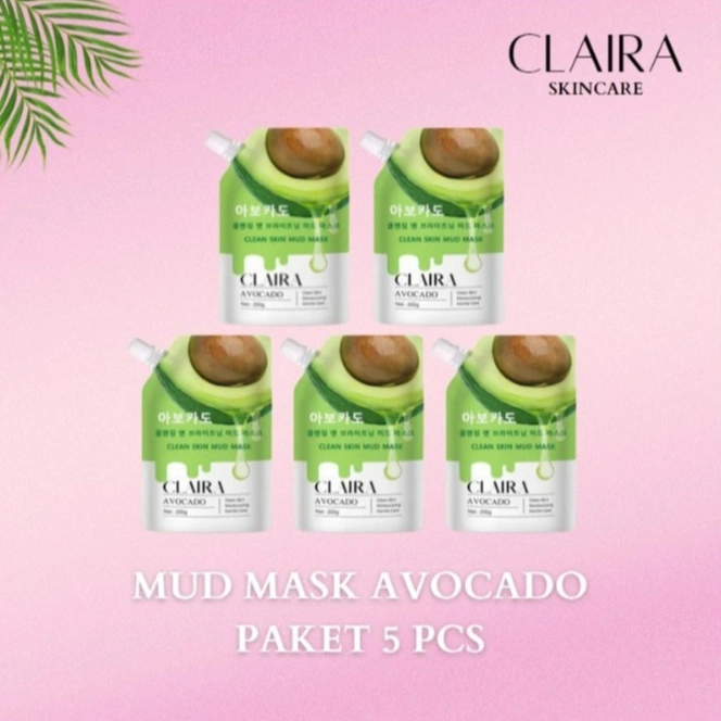 CLAIRA  Masker Wajah Alpukat paket 5 Pcs
