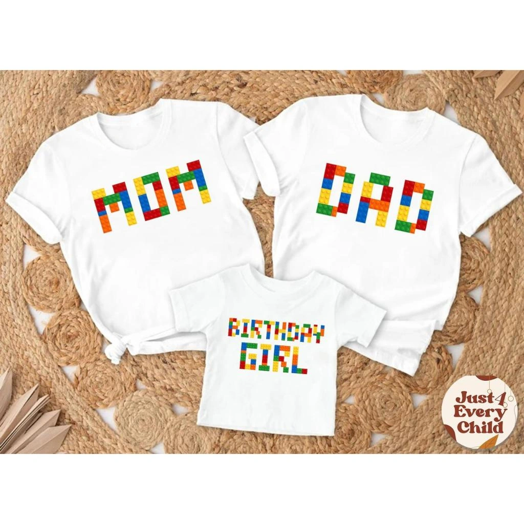 Herlin Collection_Kaos Couple Keluarga Birthday Girl LEGO_Kaos anak dan dewasa