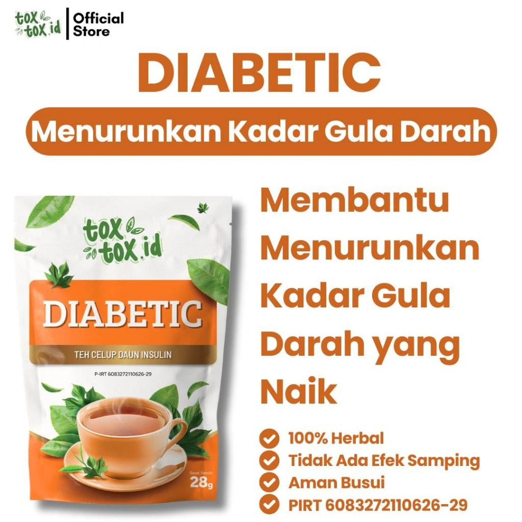 TOXTOX Diabetic – Herbal Tea Teh Herbal Daun Insulin untuk Penderita Diabetes & Menjaga Kadar Gula