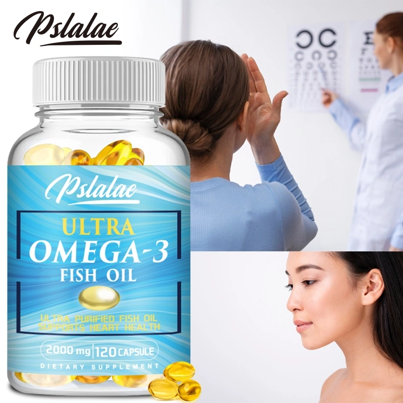 Kapsul Gel Lunak Minyak Ikan, 2000 mg Minyak Ikan Ultra Murni, Penunjang Kesehatan Jantung, Suplemen Omega 3 DHA