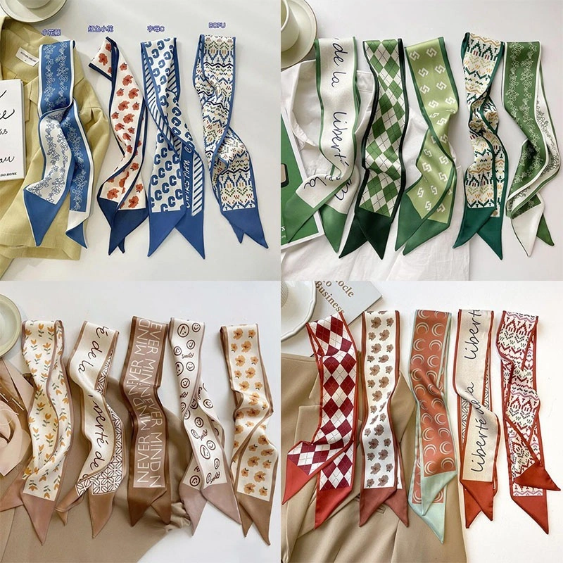 [CUCI GUDANG] SYAL SCRAF SELENDANG PANJANG TWILLY SHAWL LEHER AKSESORIS PAKAIAN TAS WANITA LONG BANDANA RAMBUT CEWEK MOTIF COKLAT BIRU MERAH HIJAU