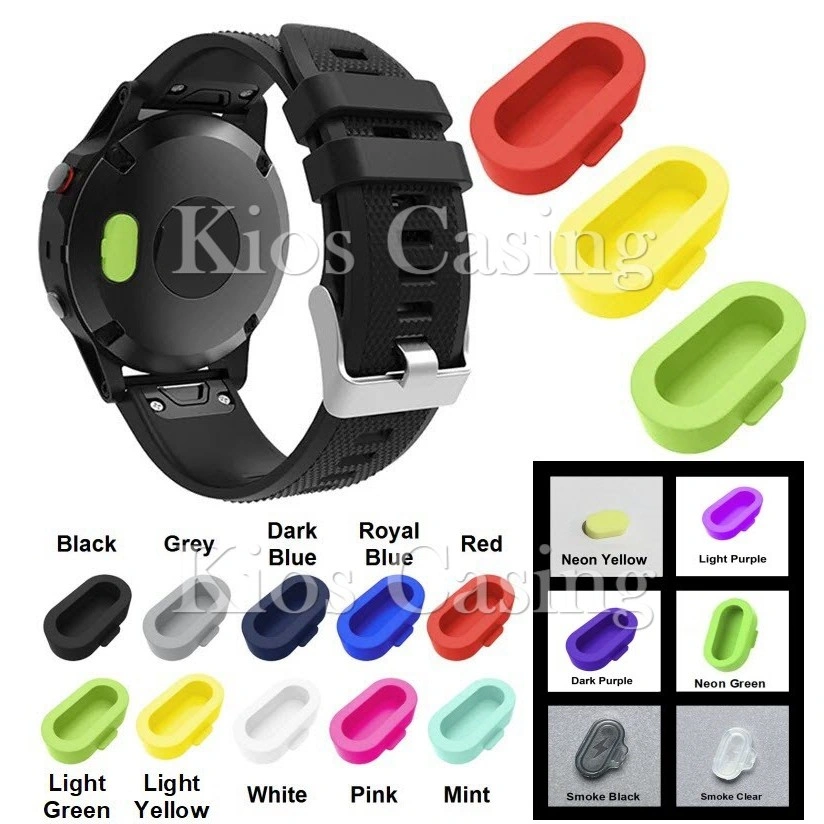 Anti Debu Dust Plug Cover Charger Garmin Fenix 5 5S 5X - 6 6S 6X - 7 7S 7X - 8  Amoled Solar - Epix Gen 2 - Forerunner 45 55 165 245 255 265 645 745 935 945 955 965 970 - Approach S42 S60 S62 - Venu SQ 2 2S 3 3S Plus - Instinct 2 2S - Vivoactive 3 4S 5 6