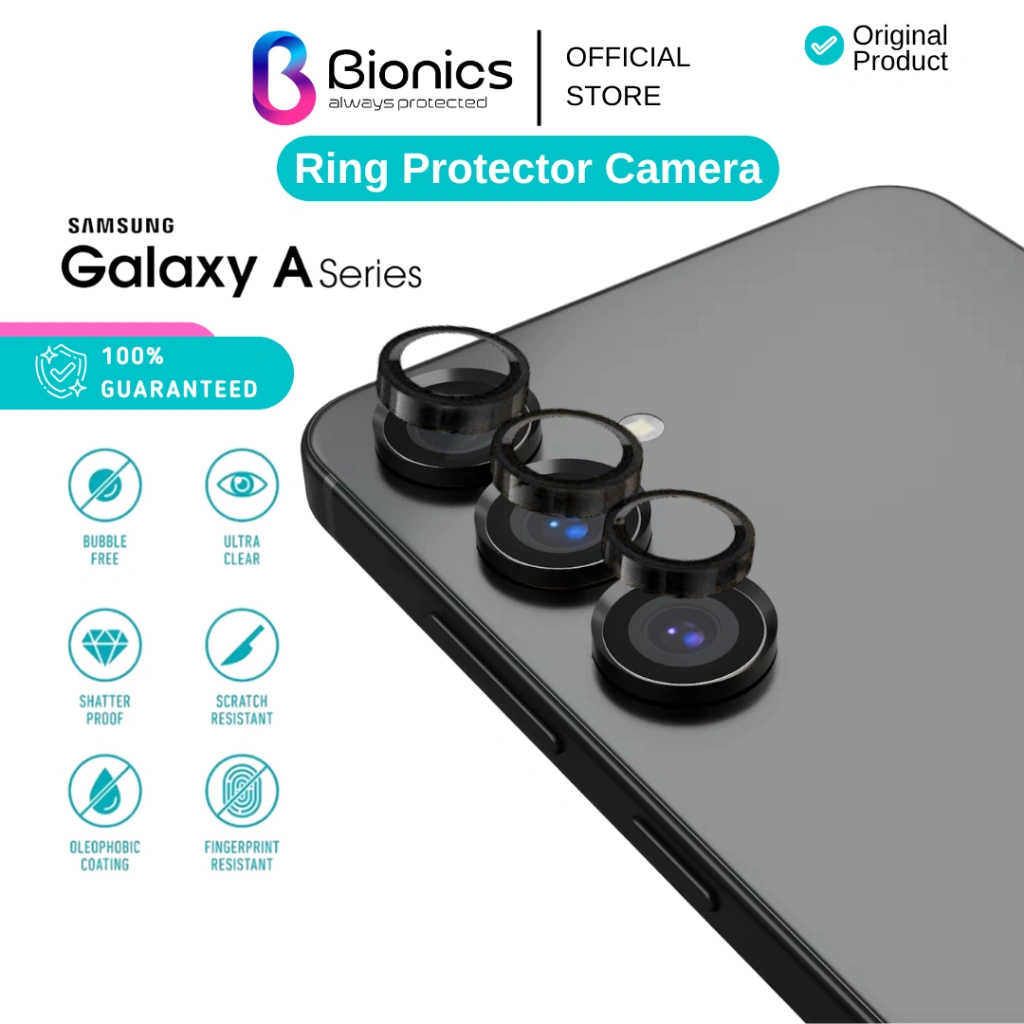 Bionics Anti Gores Kamera untuk Samsung A15 A25 A35 A55 5G A14 A24 A34 A55 M15 A05s S24 S25 FE Ultra Ring Lens Camera Protector