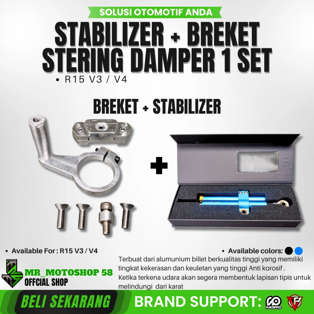 STERING DAMPER R15 V3/V4 BREKET STERING DAMPER R15 V3 / V4 STABILIZER STANG R15 V3 / V4 KOKPIT R15V3