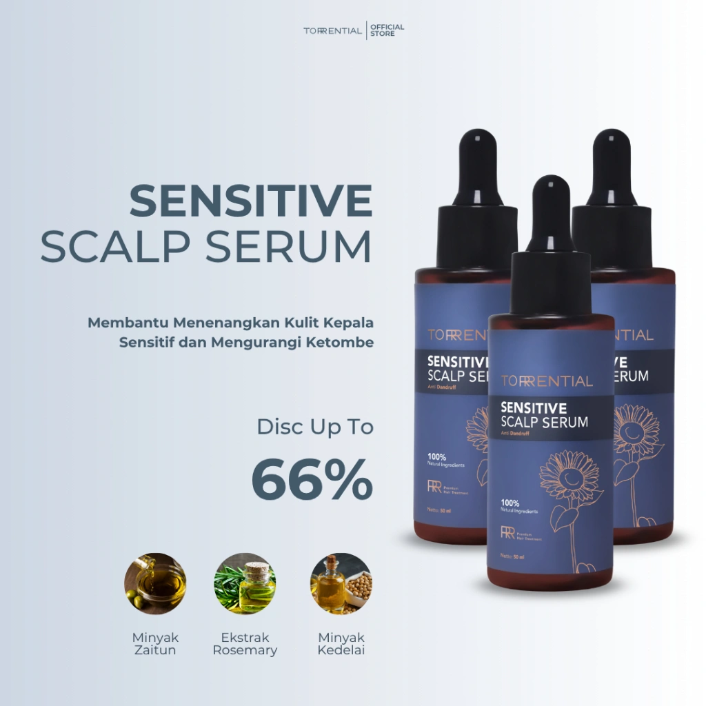 TORRENTIAL Sensitive Scalp Serum 3PCS - Membantu Menenangkan Kulit Kepala Sensitif dan Mengurangi Ketombe