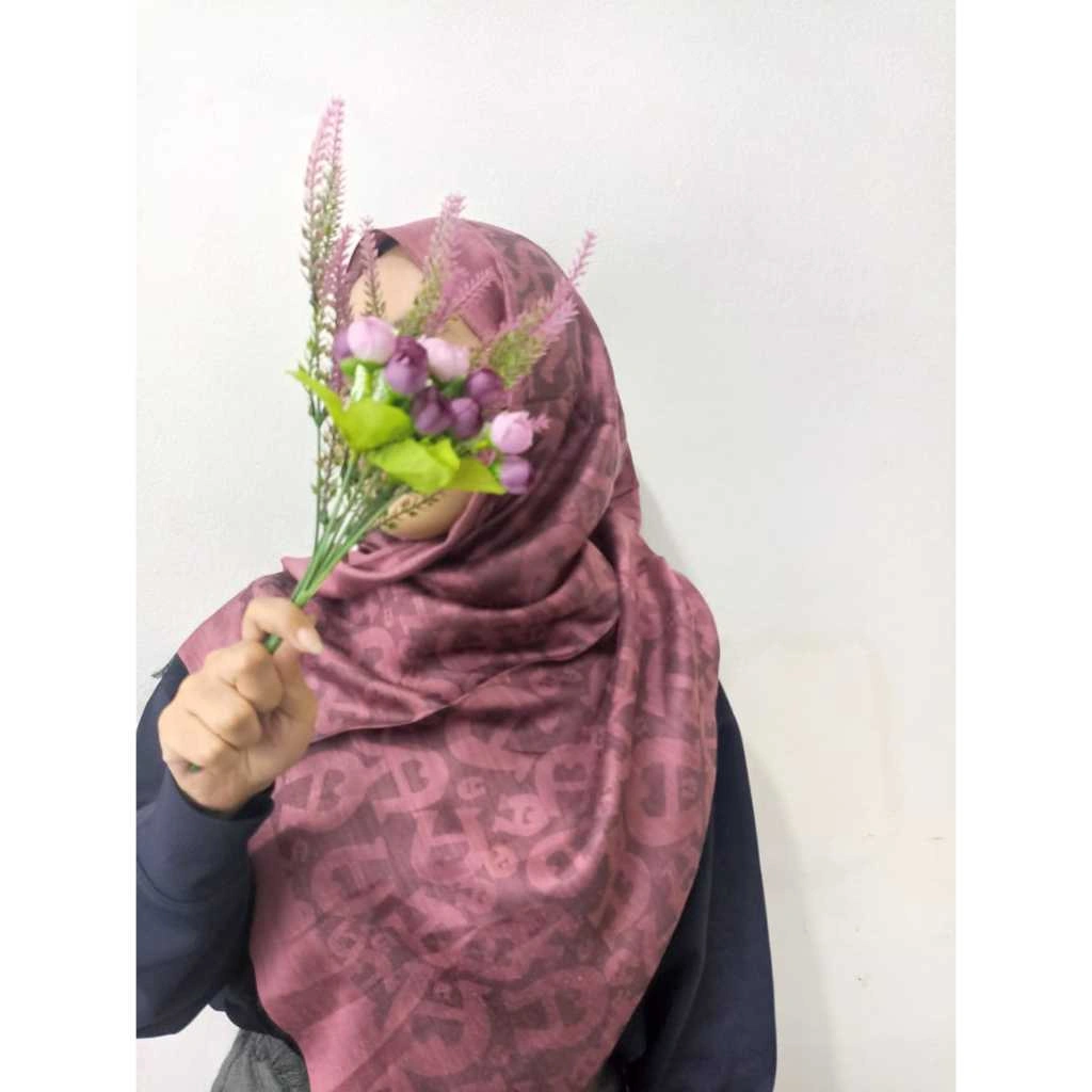 Mobasascarf Hijab Pashmina Voal Katun Motif Import Syal/Scarf pasmina katun motif [A]