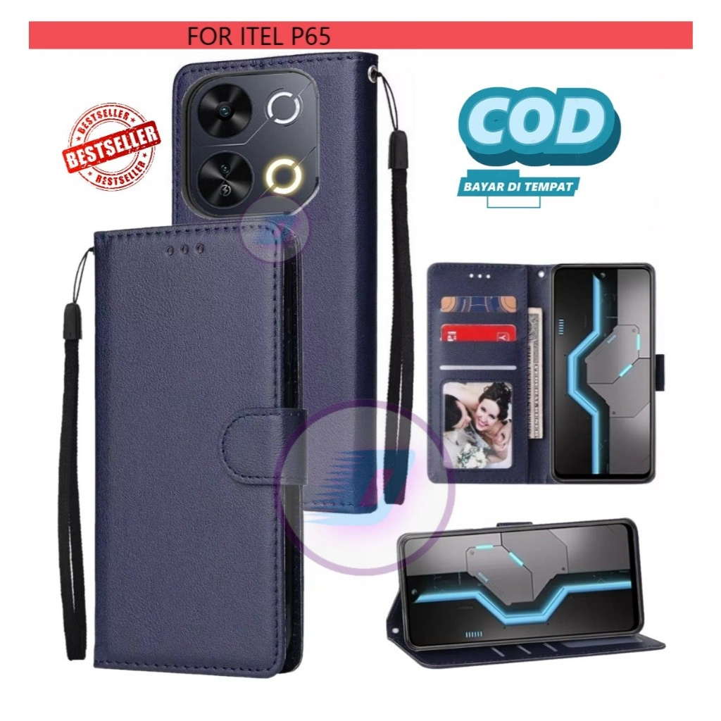 CASE HP ITEL P65 LEATHER FLIP CASE PREMIUM-FLIP WALLET CASE KULIT/CASING DOMPET