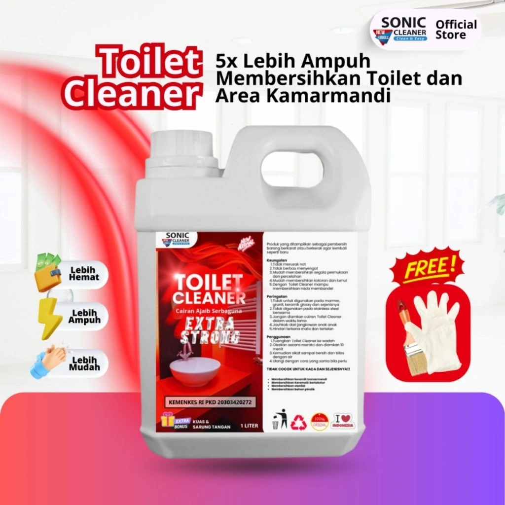 SONIC CLEANER Merah Toilet Kloset Keramik WC Pembersih Serbaguna Peralatan Dapur Rumah Tangga Antibaktri