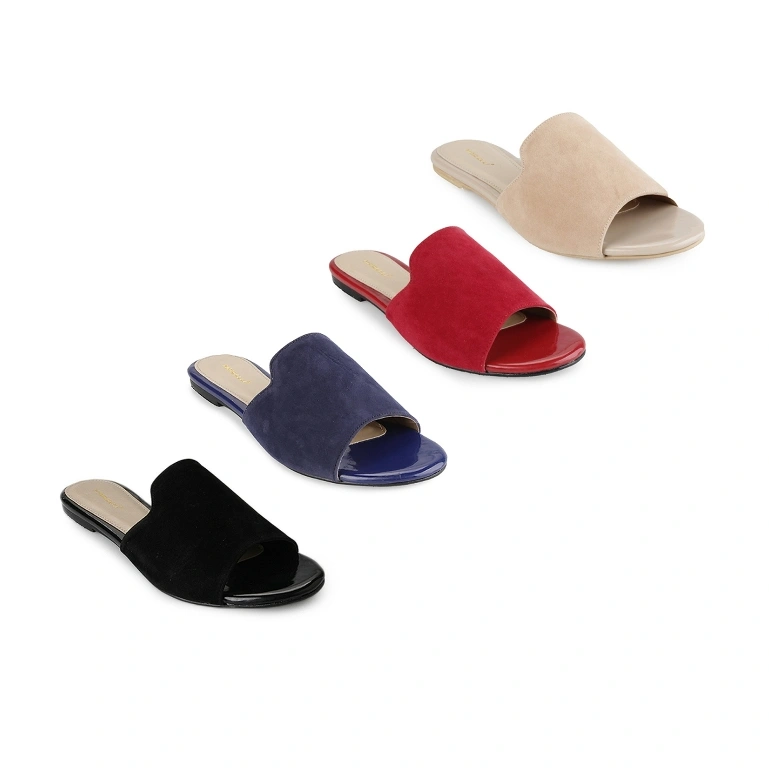Marelli Women Sandal Wanita Slop Flat Wanita Slide Santai Mules Suede - IP 714