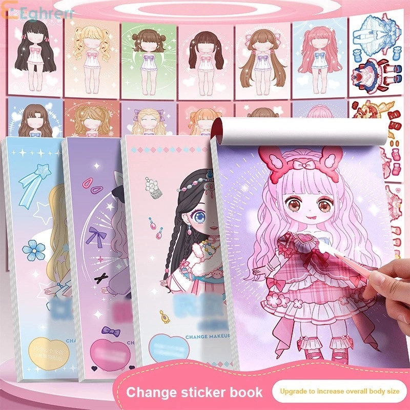 Eeghrerr Stiker Kostum Gadis Anak 20PCS Stiker Anak Jumbo Dress Up ganti Wajah Change Makeup Sticker
