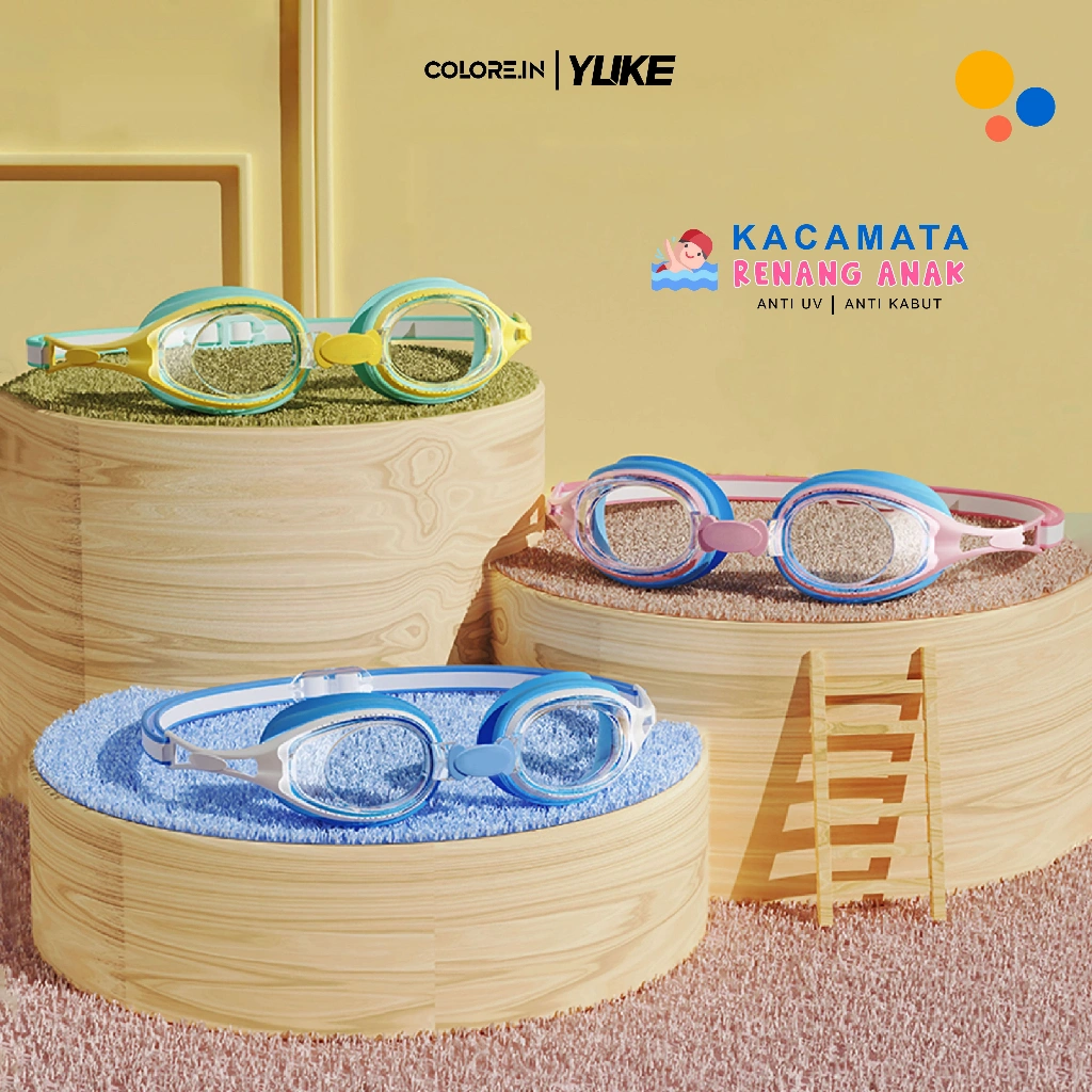 Colore.in Kacamata Renang Anak Elastis Swimming Hydrofobik Anti Uap Karet Silikon Eartip Antifog YC5001-YJ626-SC22