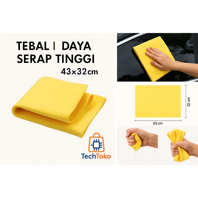 Lap Kanebo Serbaguna 43x32cm – Kain Lap Mobil Motor Dapur | Tebal, Daya Serap Tinggi, Anti Gores