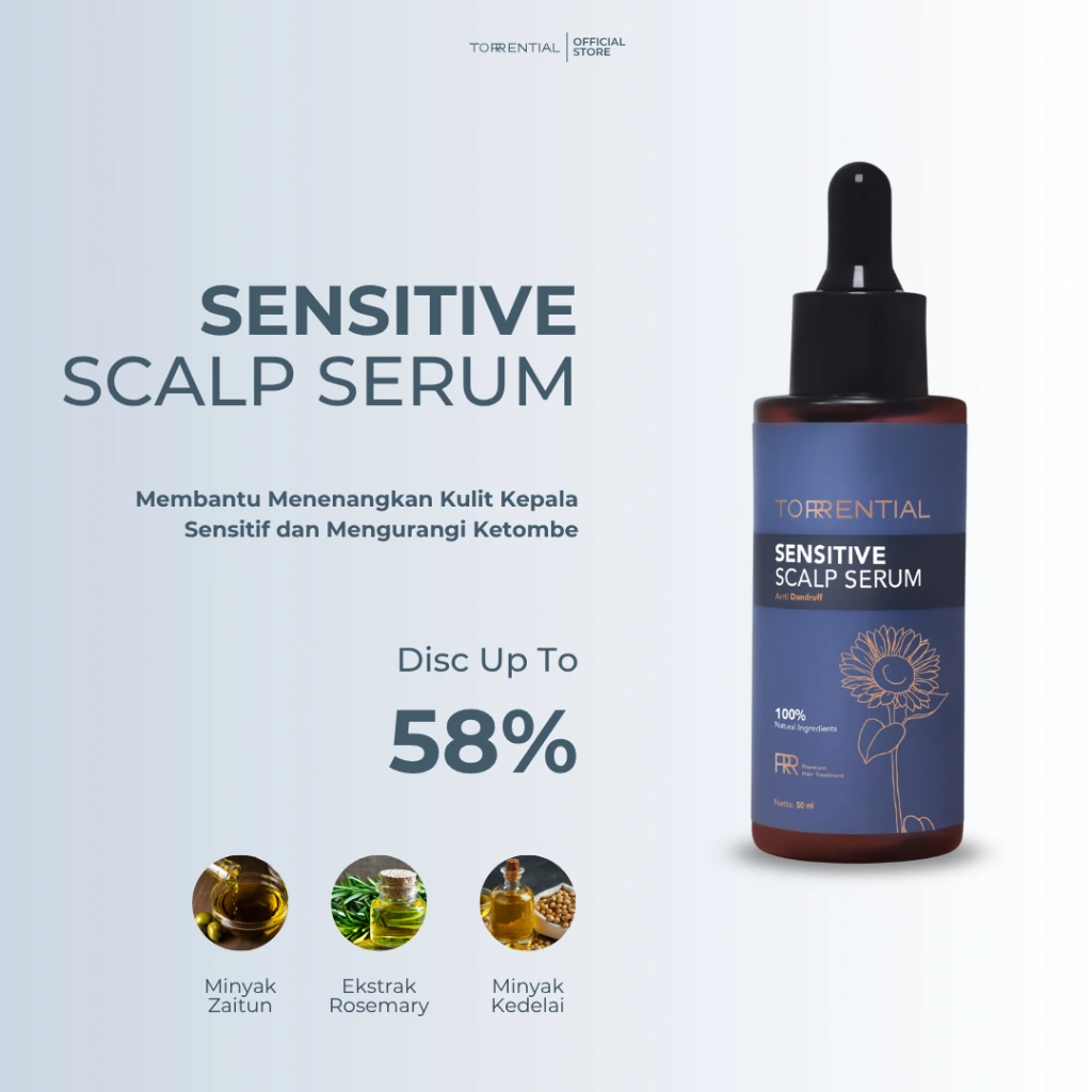TORRENTIAL Sensitive Scalp Serum 1PCS - Membantu Menenangkan Kulit Kepala Sensitif dan Mengurangi Ketombe