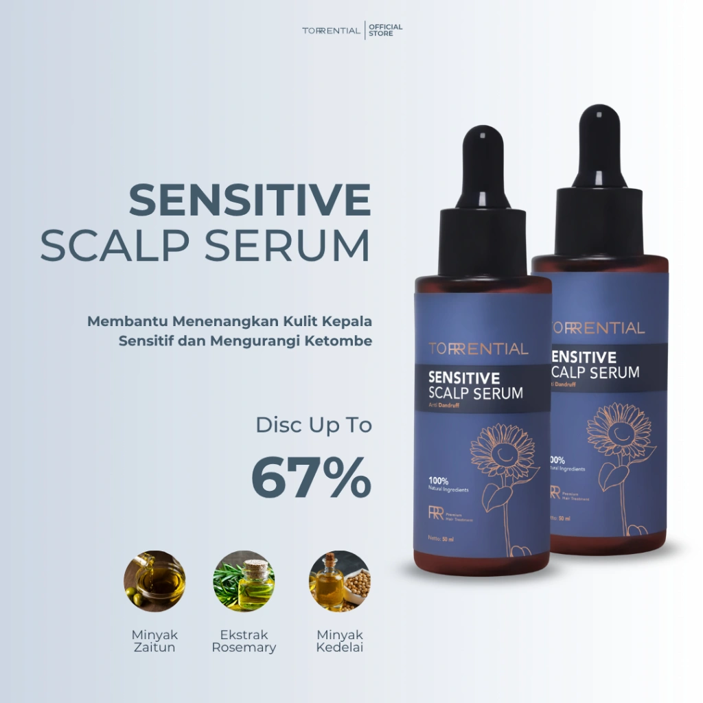 TORRENTIAL Sensitive Scalp Serum 2PCS - Membantu Menenangkan Kulit Kepala Sensitif dan Mengurangi Ketombe