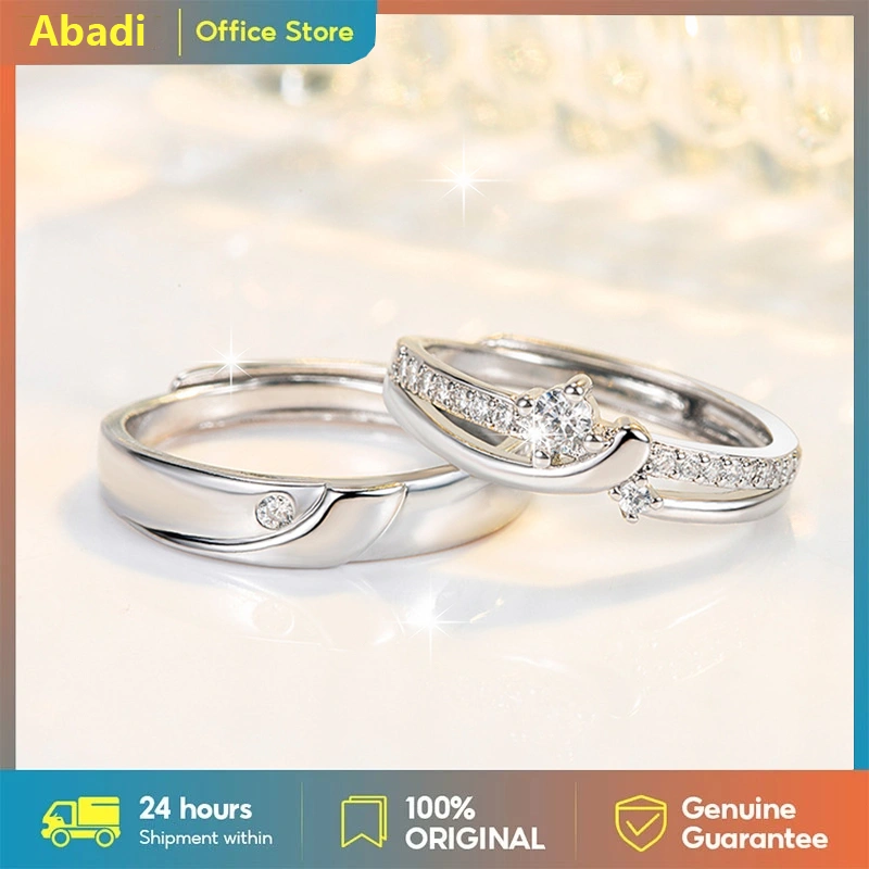 Cincin pasangan terbuat dari perak S925 anti karat, aksesori bergaya yang cocok untuk cincin pernikahan, lamaran, tunangan, maupun hadiah
