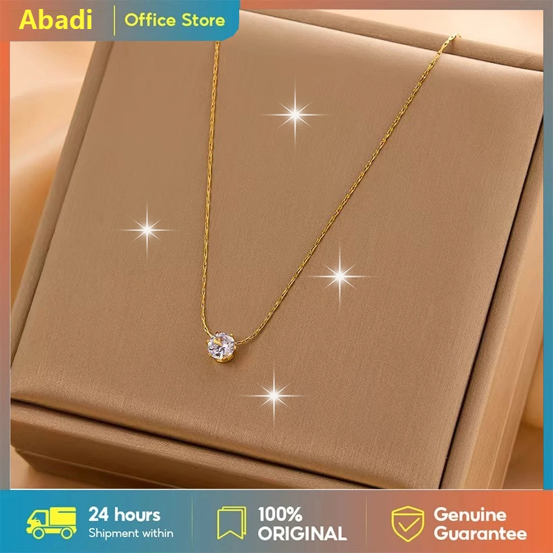 Kalung dengan batu permata besar berwarna emas bertatahkan berlian, terbuat dari perak S925, aksesori fashion untuk wanita