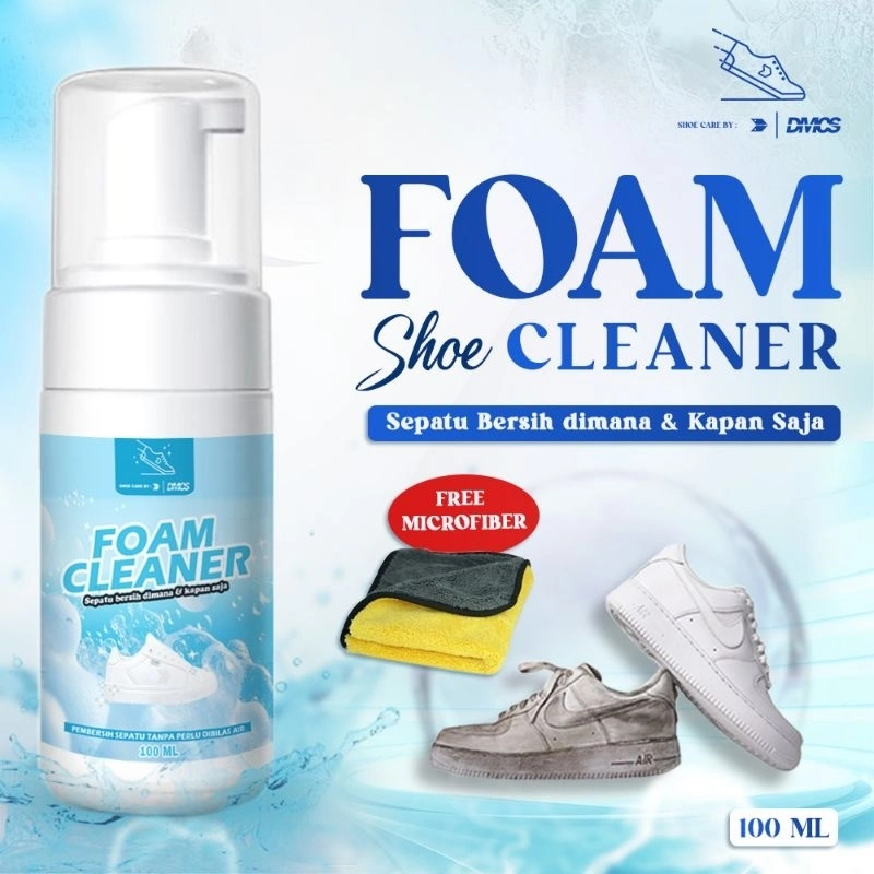FOAM SHOE CLEANER 100ml - DMCS / Pembersih sepatu instant / FAST CLEANING - Sabun Shampoo Cuci Untuk Sepatu / Botol Putih Busa / Laundry Cuci Shoes Cepat