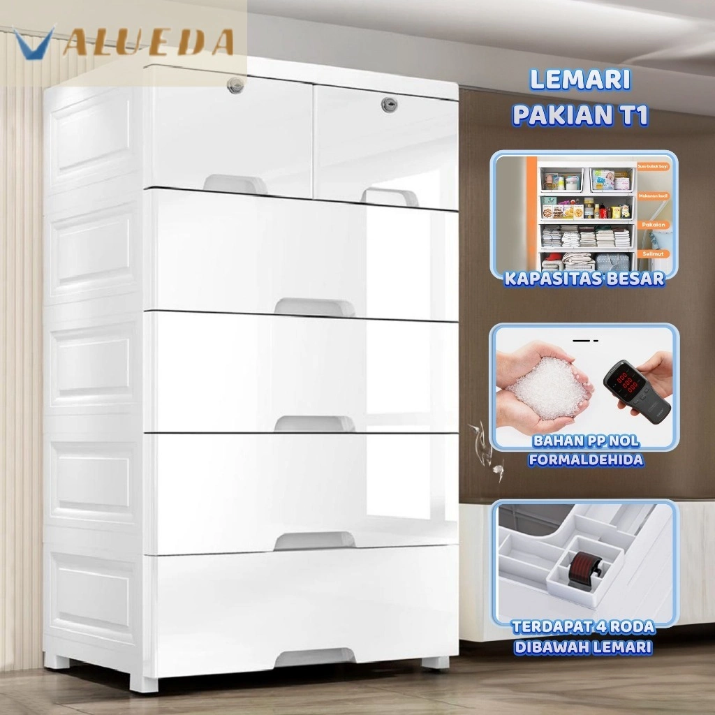VALUEDA Lemari Pakaian/Lemari Plastik Premium/Lemari Pakaian Anak/Lemari Import/Kabinet Drawer Storage Cabinet Ukuran Jumbo