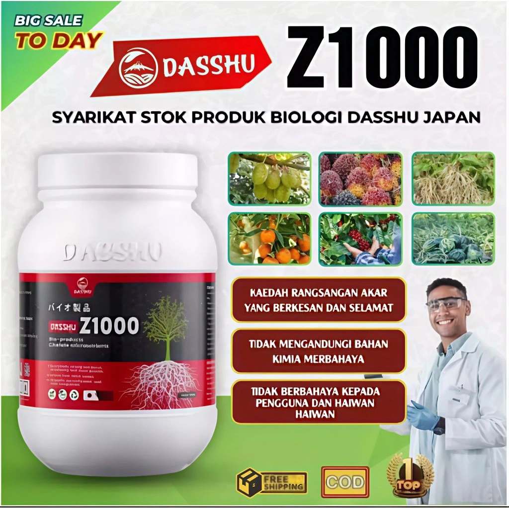 Real 500Gram PUPUK DASSHU JEPANG Z-1000 STIMULUS AKAR BATANG DAUN SAMPAI BUAH BELI 3 GRATIS 1