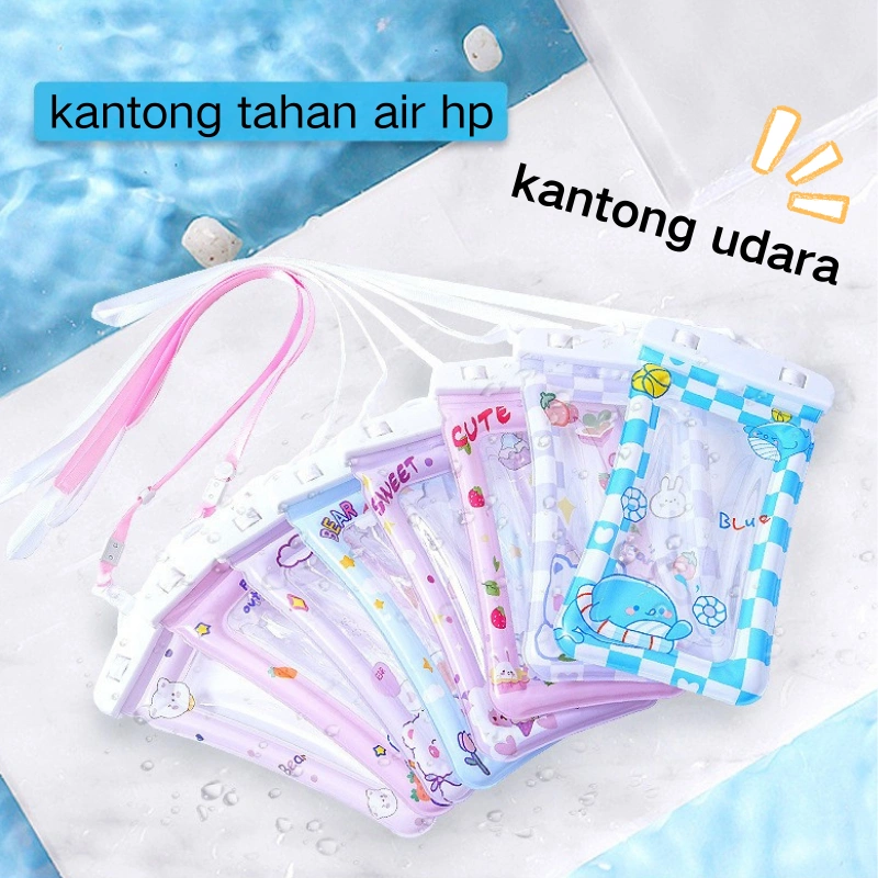 Handphone Anti Air Universal Tas Handphone Tahan Air Waterproof Kartun lucu dengan airbag blind box
