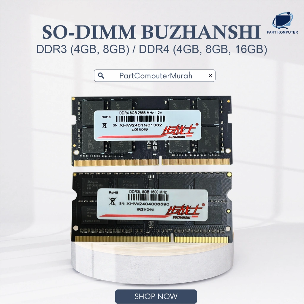 SODIMM RAM Laptop DDR3 & DDR4 – 4GB / 8GB / 16GB – 1600 MHz & 2666 MHz