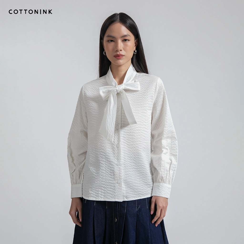 COTTONINK - Atasan Kemeja Wanita Off-white Jora #FallWinter2025