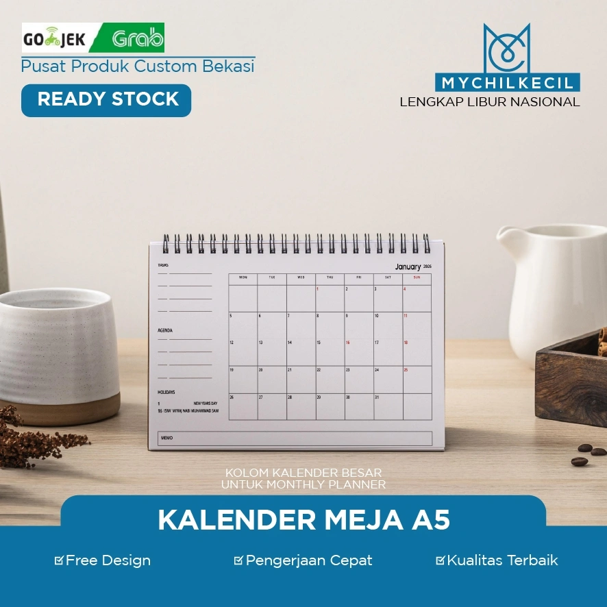 (READY) Kalender Planner Ukuran A5 Aesthetic 2026 Lucu Murah / Calender Planner A5 / Weekly planner / Kalender duduk spiral meja /Kalender Custom / Almenak