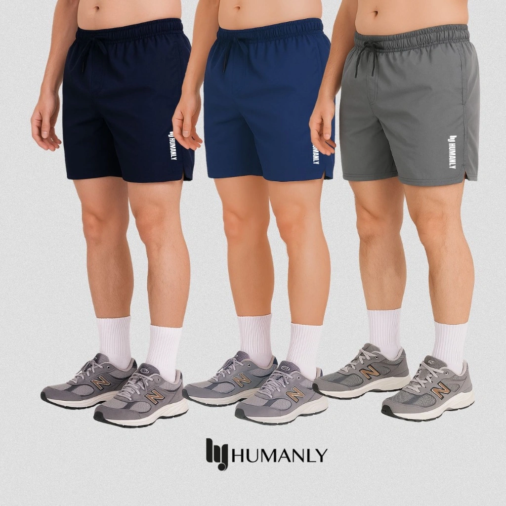 HUMANLY.CO - 100 Rb Dapat 3 Sportswear Basic Short Celana pendek olah raga running gym pria