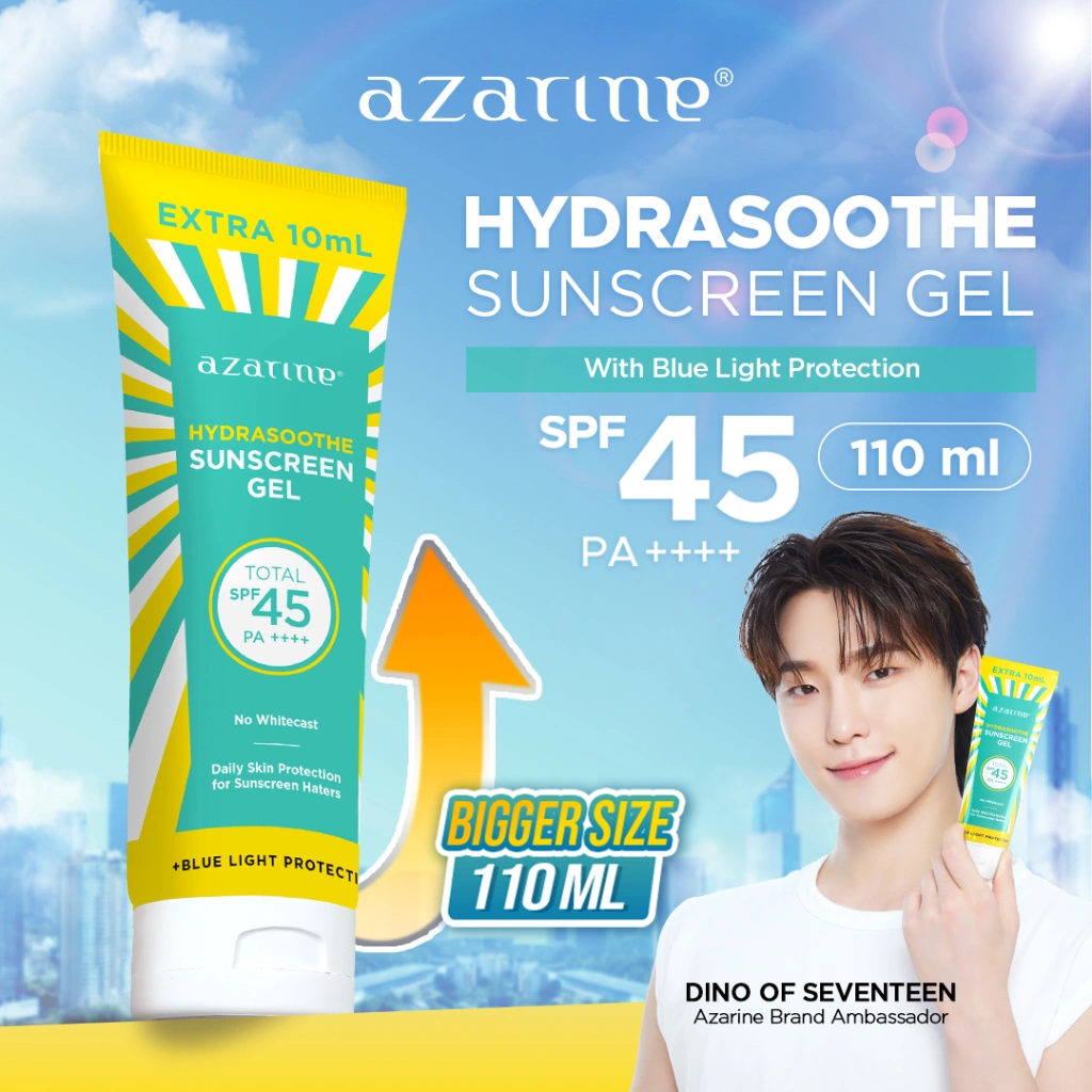 [BIGGER SIZE GEL]  Azarine Hydrasoothe Sunscreen Gel 45 PA++++ 110ml [LOLOS UJI INVIVO INVITRO] BEST SELLER Chemical Sunscreen Kulit Berminyak Berjerawat
