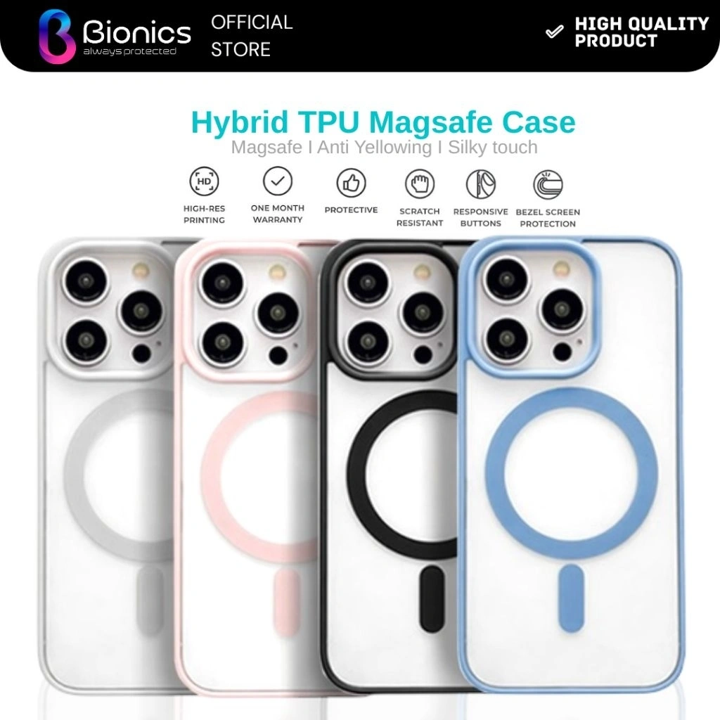 Bionics Case for iPhone 13 14 15 16 Plus Promax Hybrid Acrilyc Magsafe Case