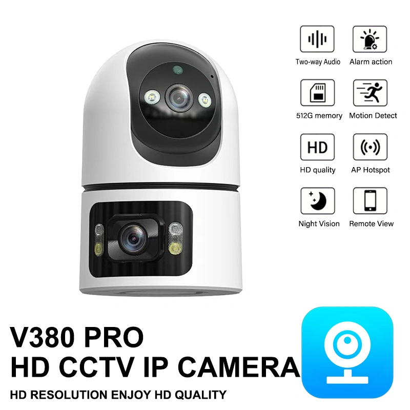 CCTV V380 Pro Kamera Dual Lens HD cctv wifi jarak jauh lewat hp PTZ View Smart Camera Night Vision