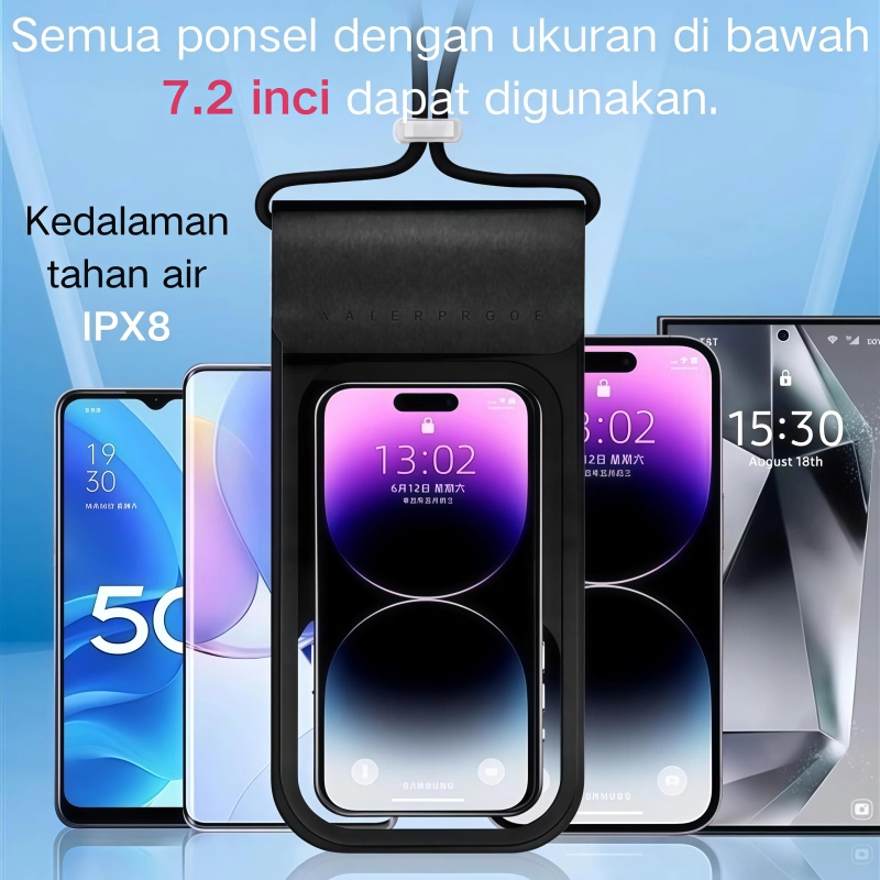 Kantong anti-air hp TPU terbaru stylish, sentuh layar, tahan ledakan, aus, sarung pelindung 7.2 inci