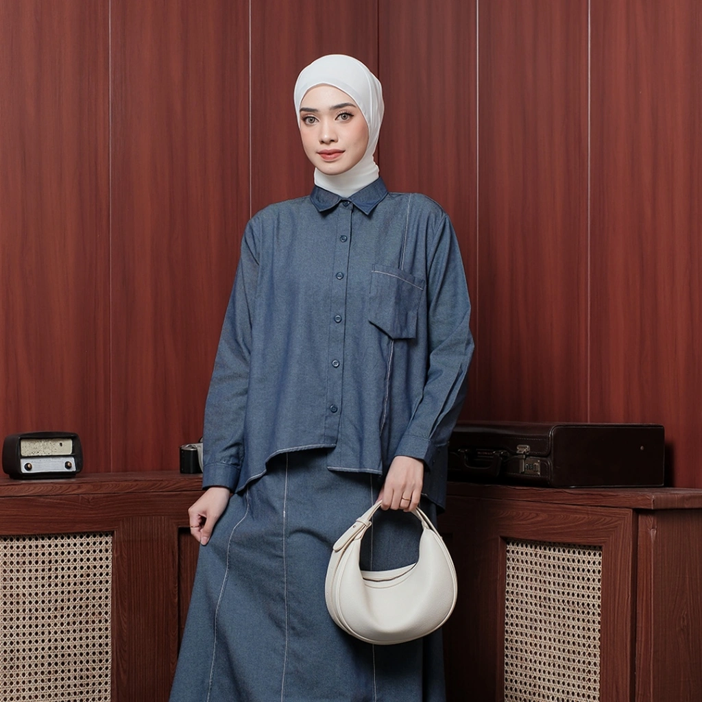 Dean's - Lumi Top Long Sleeve | Atasan wanita Denim | Daily Chic Casual