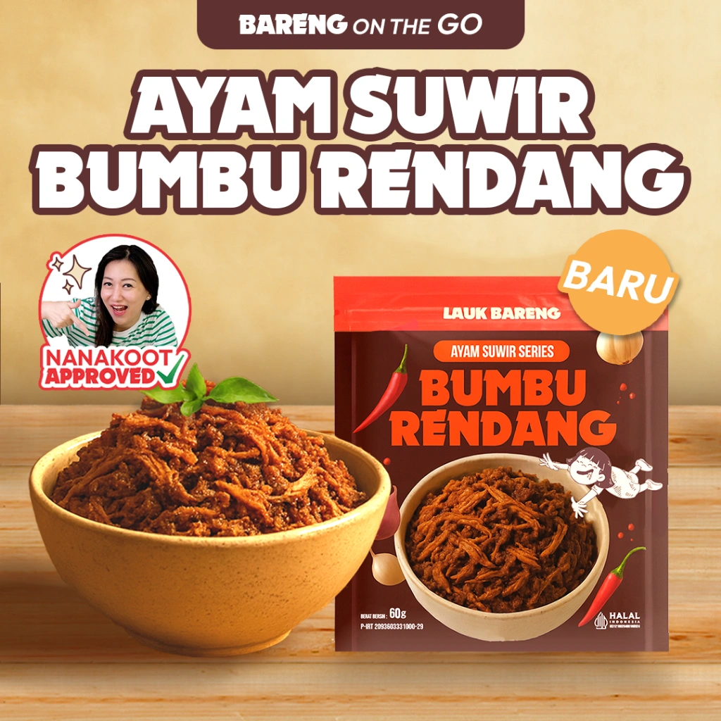 [NANAKOOT APPROVED] Lahap Bareng - Ayam Suwir Bumbu Rendang Makanan Ready to Eat | Praktis, Halal, Tanpa Pengawet, Makanan Siap Saji, Lauk Instan, Siap Makan, Topping Mie & Nasi