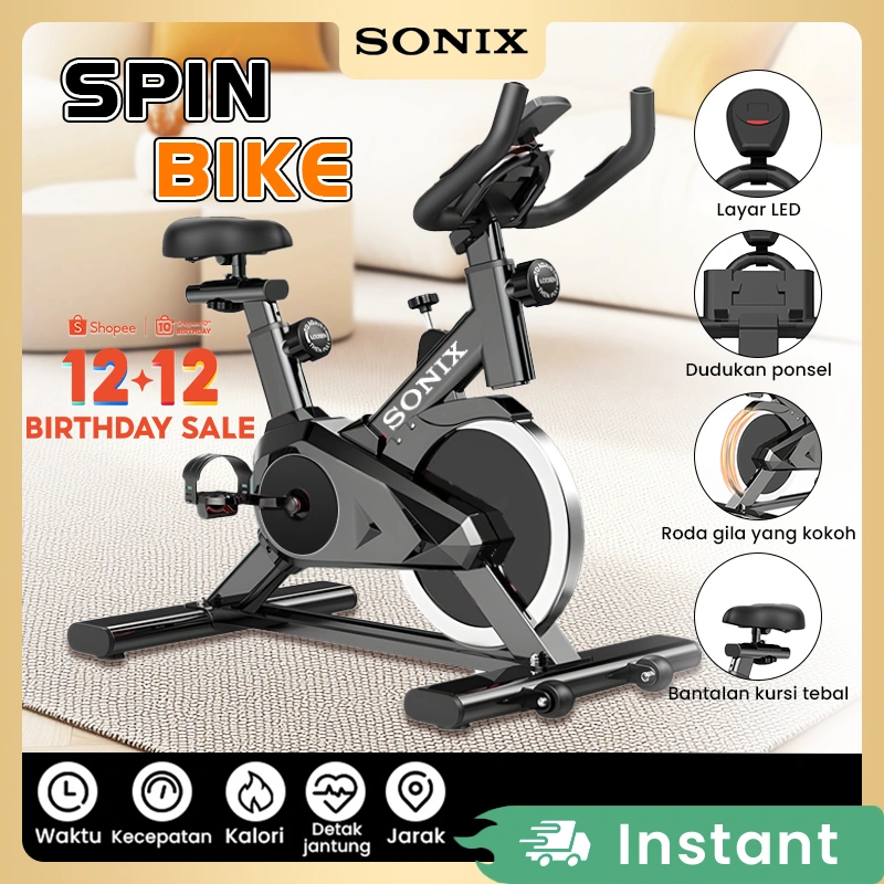 Sonix Spinning Bike SPB01 Static Peralatan Fitness Sports Sepeda Statis  Exercise Bikes Spinning Ultra Quiet Indoor Sports Equipment Bicycle Heart Rate Test Layar LED