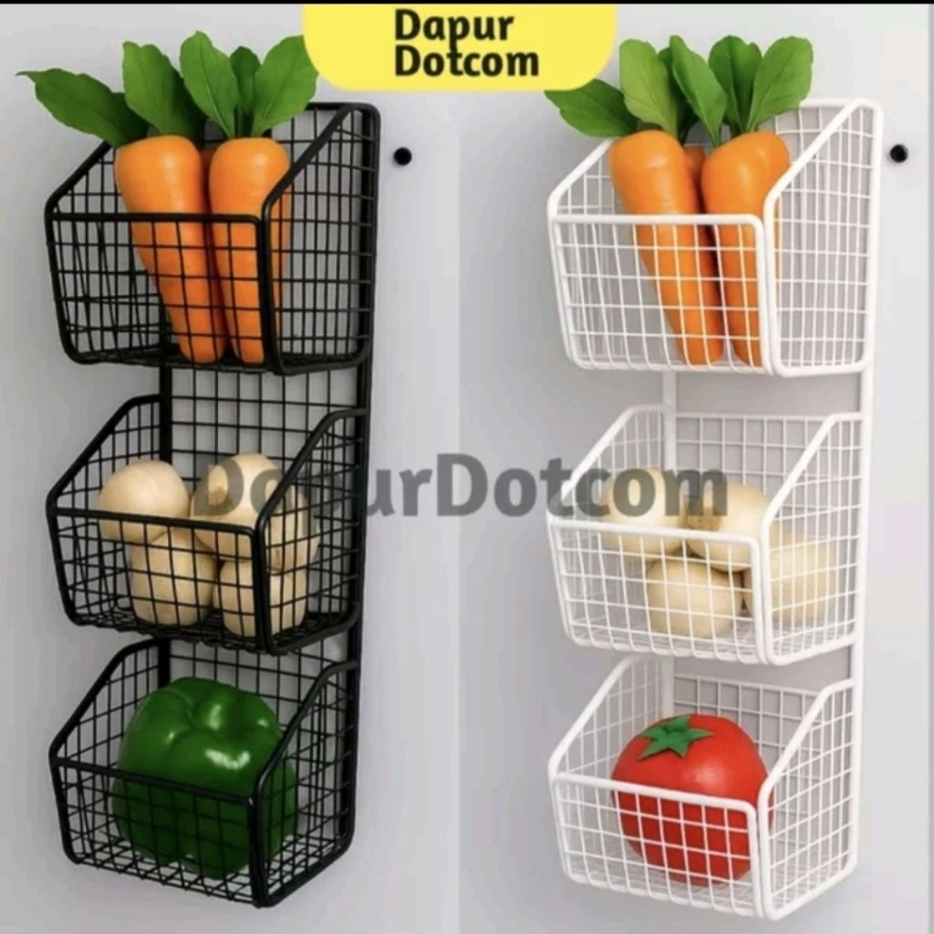 rak keranjang bumbu dapur 3susun vertikal ,serbaguna,rak keranjang penyimpanan bumbur dapur estetik