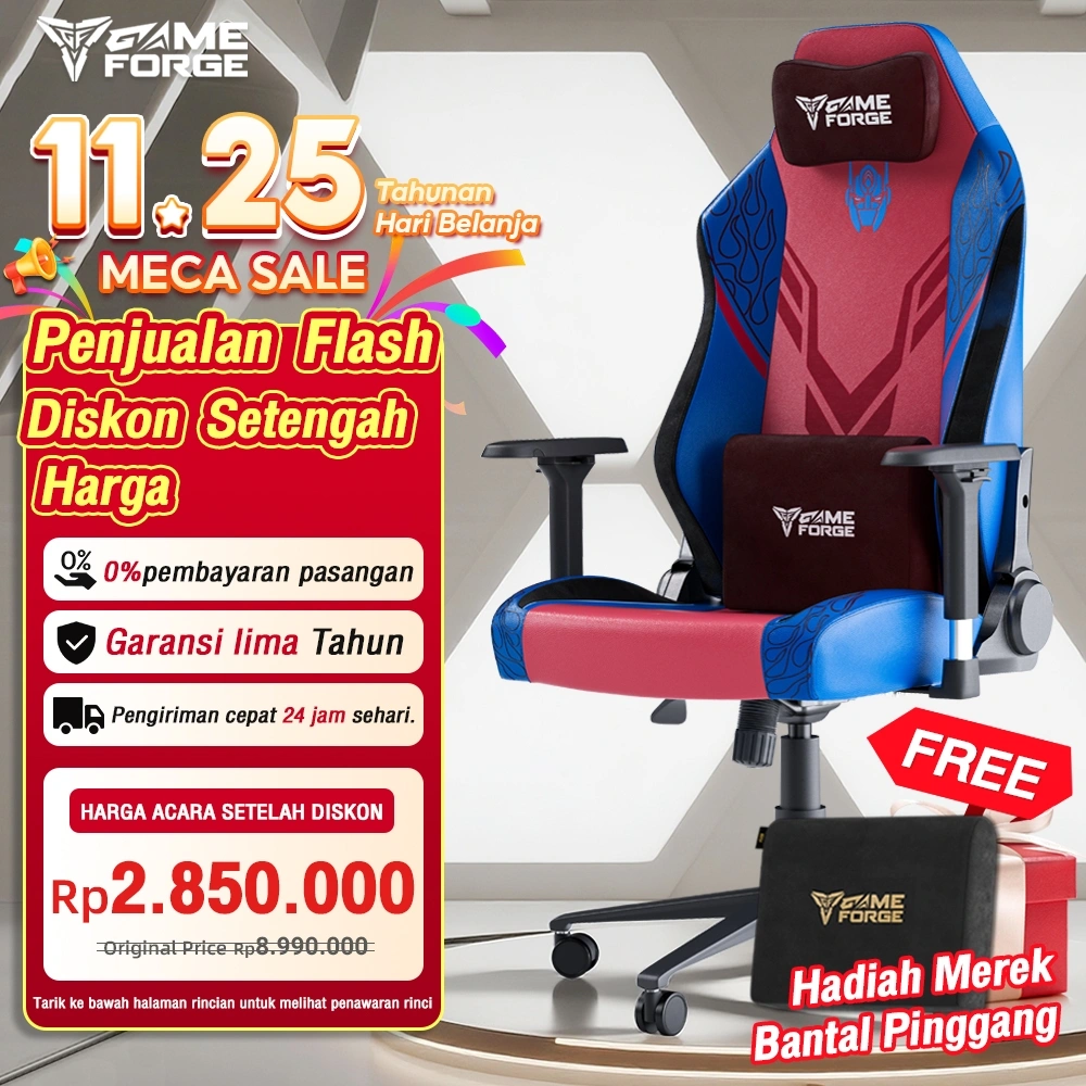 GAMEFORGE Gaming Chair Guardian | Kursi Ergonomi dengan bantal kepala magnetik lengan sandaran 4D