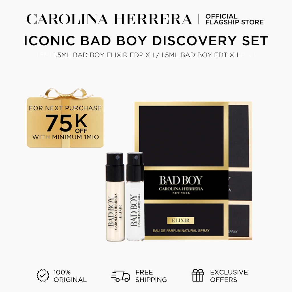 [DISCOVERY SET] Carolina Herrera Iconic Bad Boy Discovery Set 1.5ML Bad Boy Elixir EDP x 1 / 1.5ML Bad Boy EDT x 1 (Parfum Pria)