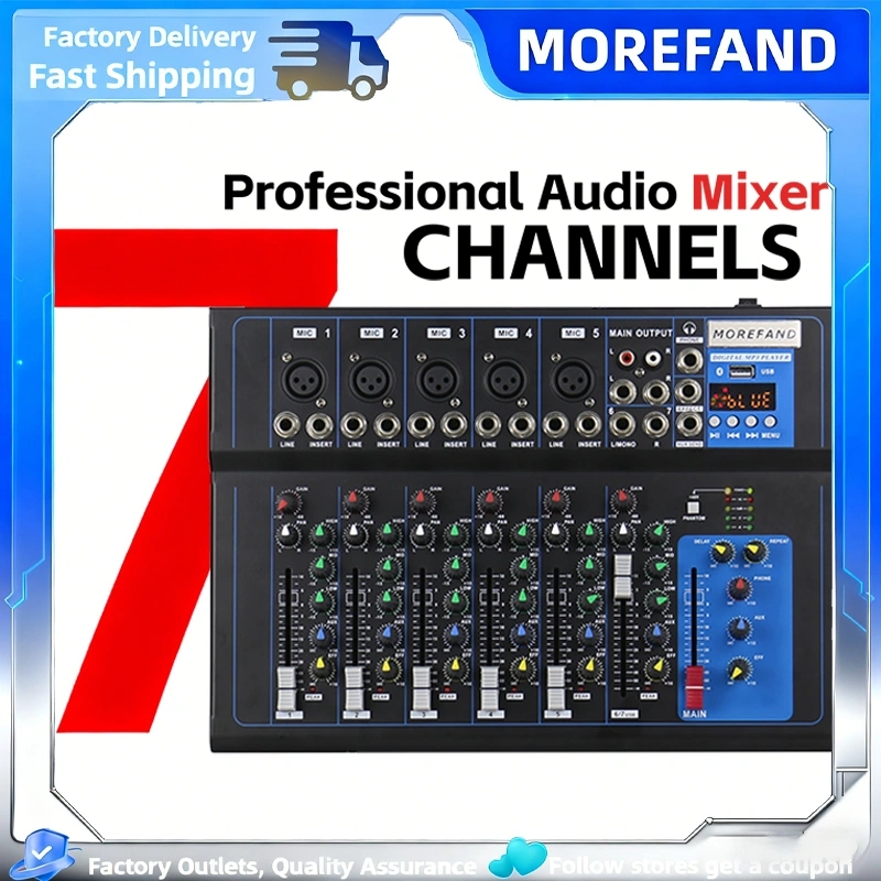 Mixer Audio 4 channel dengan Dukungan Bluetooth/UBB/PC/MP3 dan 48V Power for Computer Bluetooth 5.0 / Pemutaran MP3 / Perekaman | Daya 48V, Output Multi-Interface | Dilengkapi Efek DSP, Kompatibel dengan Power Amplifier | Mixer Tahap Performa, Sambungan L