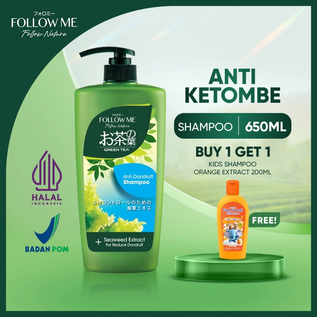 BUY 1 GET 1 - Follow Me Follow Nature - Green Tea - Anti-Dandruff Shampoo - 650Ml GET Follow Me Kids Shampoo 200Ml
