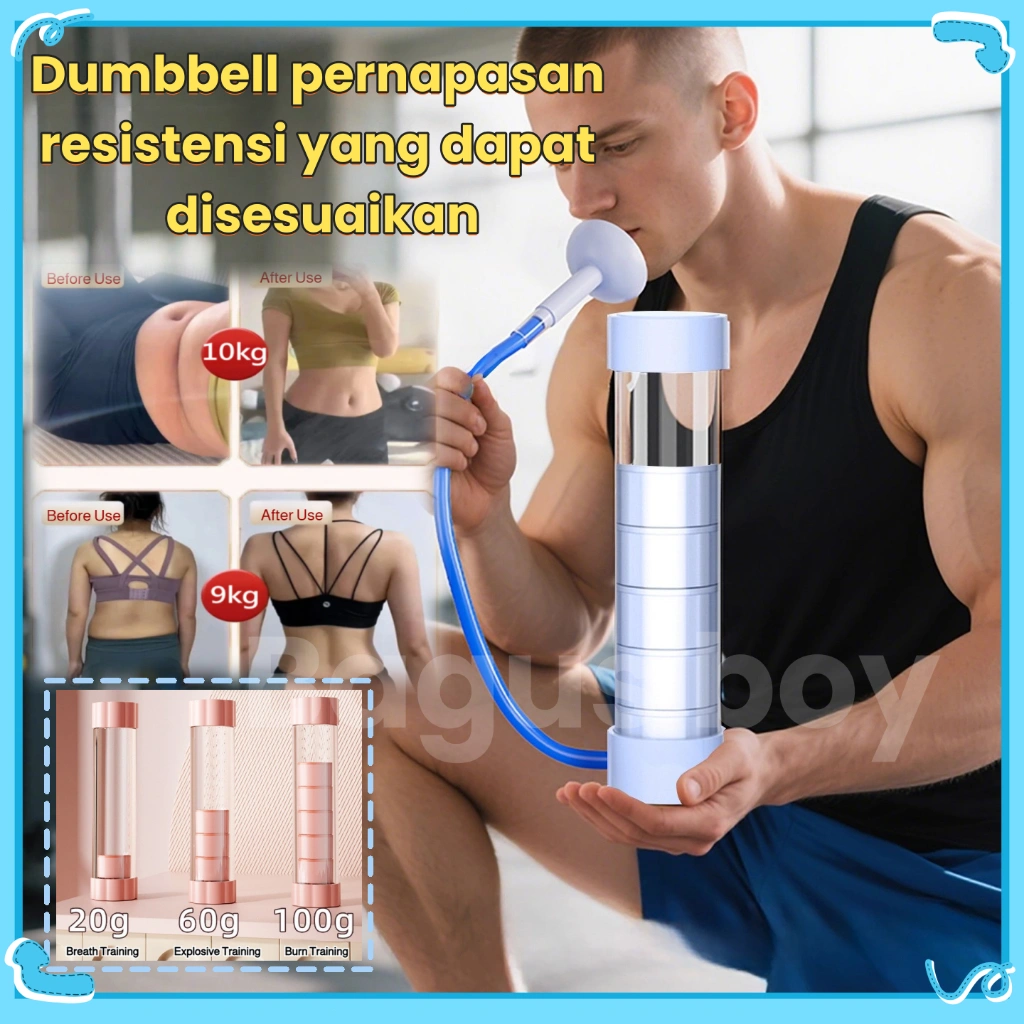 Bagus boy Breath Trainer/Dumbell Pernapasan Portable/Alat Pembentuk Otot Perut Core/Alat Latihan Diafragma Pembentuk/V Line Peningkatan Kapasitas Paru/Portable Dumbbell Trainer/Pelvic Floor Abdominal Exercises