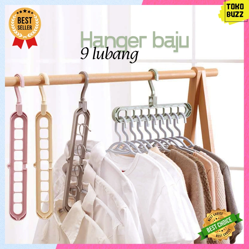 HANGER BAJU 9 LUBANG Gantungan Pakaian 9 hole Kemeja Lemari Pakaian Jemuran Baju Cuci Anak Bayi Dewasa MURAH