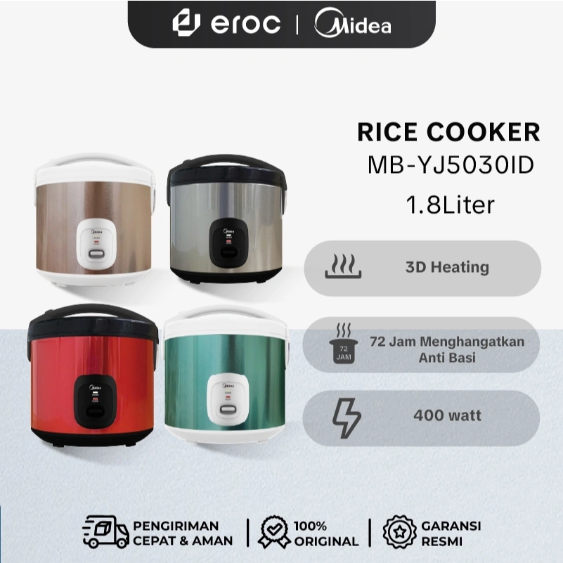 Midea Rice Cooker / Magic Com 1,8 Liter Anti Basi Anti Gores Panas Merata - MB-YJ5030ID