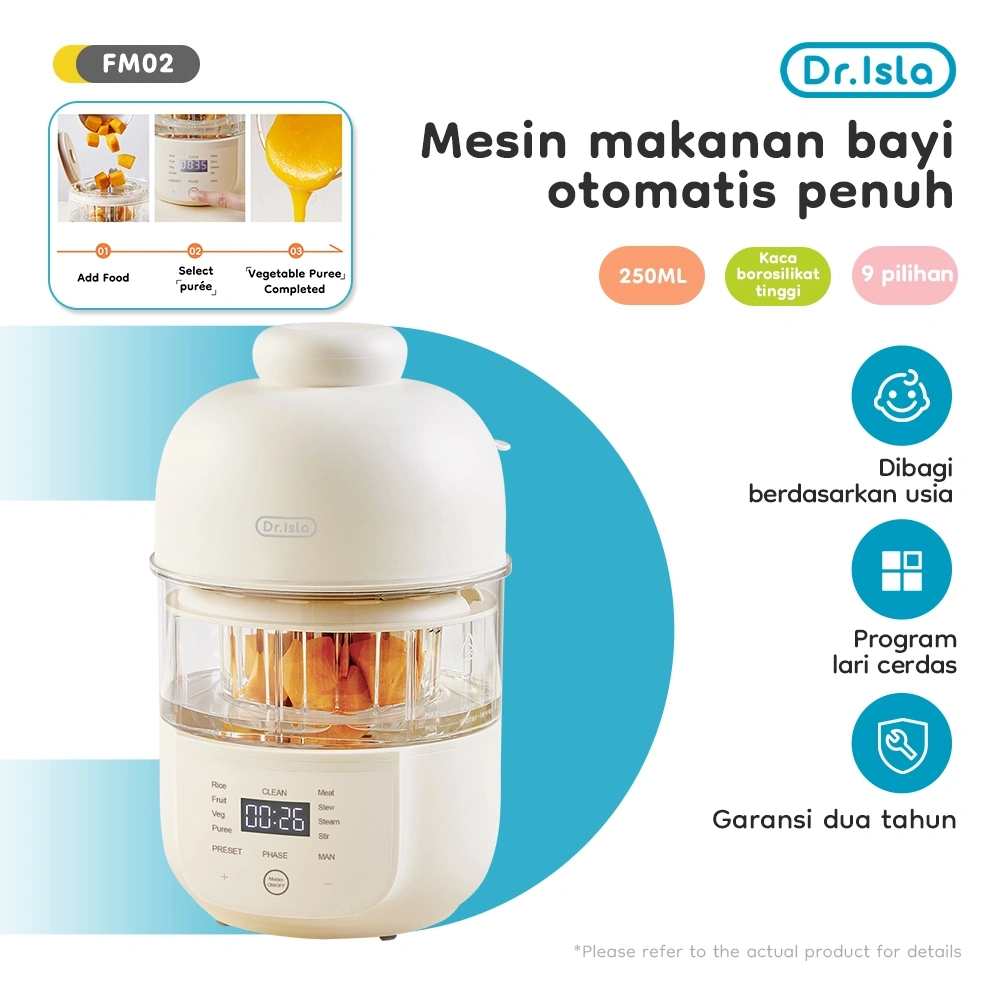 [Garansi 2 Tahun ]Dr.isla Blender Mpasi Bayi Mengukus dan memasak sekaligus Food Processor FM02