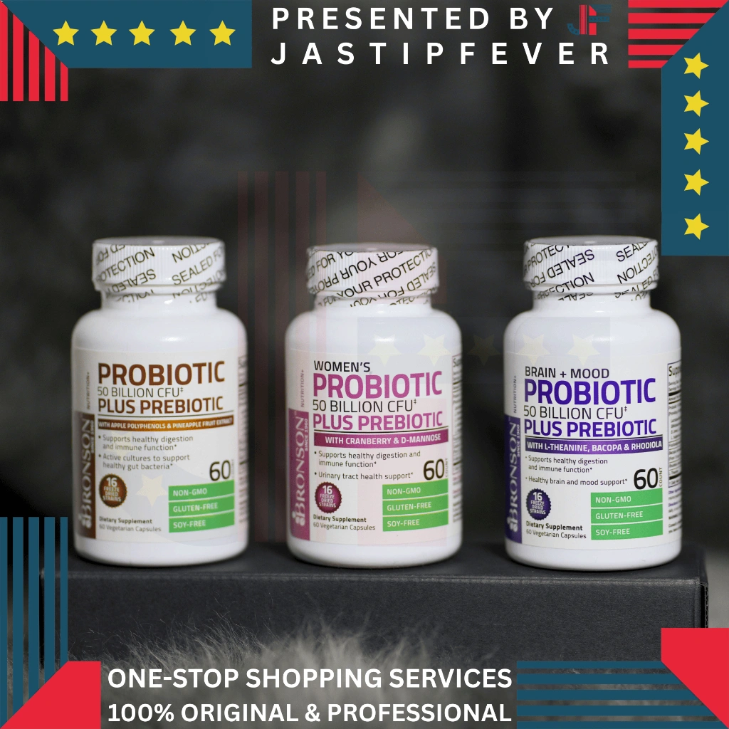 Bronson Probiotic 50Billion CFU 250mg 16 Strains + Prebiotic 60 VegCaps | Brain & Mood | Healthy Gut | Women's
